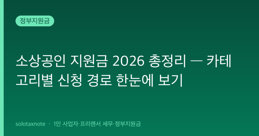 소상공인 지원금 2026 총정리 — 카테고리별 신청 경로 한눈에 보기 — solotaxnote (소상공인 지원금 2026)