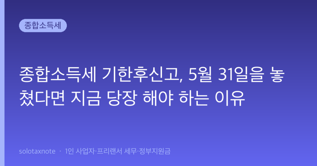 종합소득세 기한후신고, 5월 31일을 놓쳤다면 지금 당장 해야 하는 이유 — solotaxnote (종합소득세 기한후신고)
